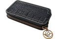 DJ Wallet black with green stitching closed