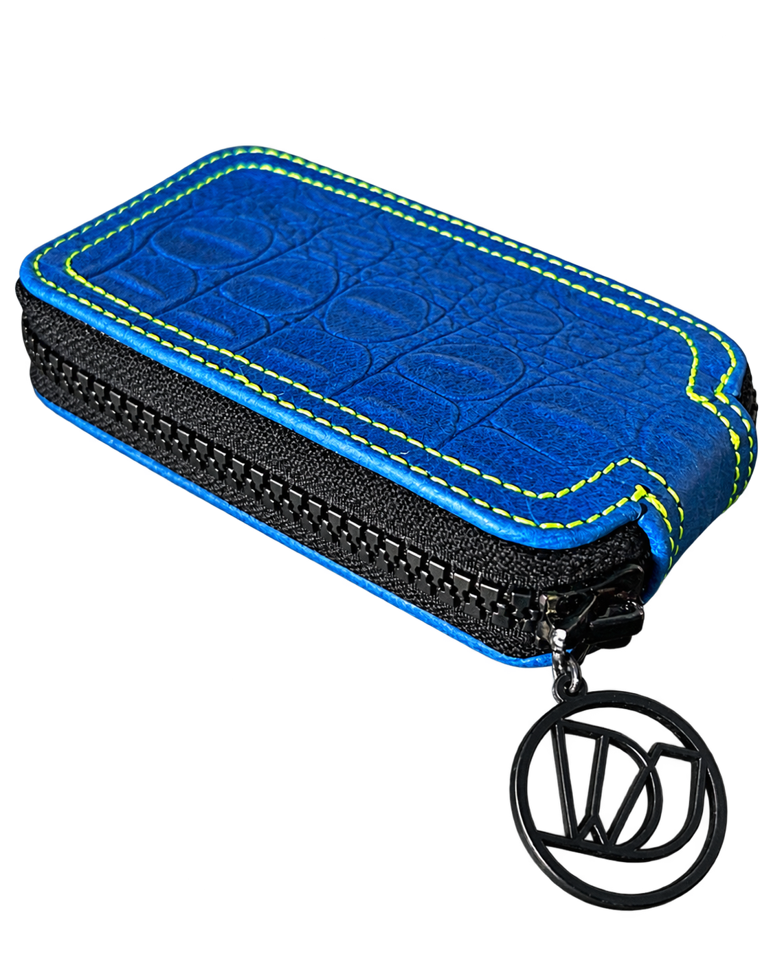 DJ Wallet blue croco bright stitching