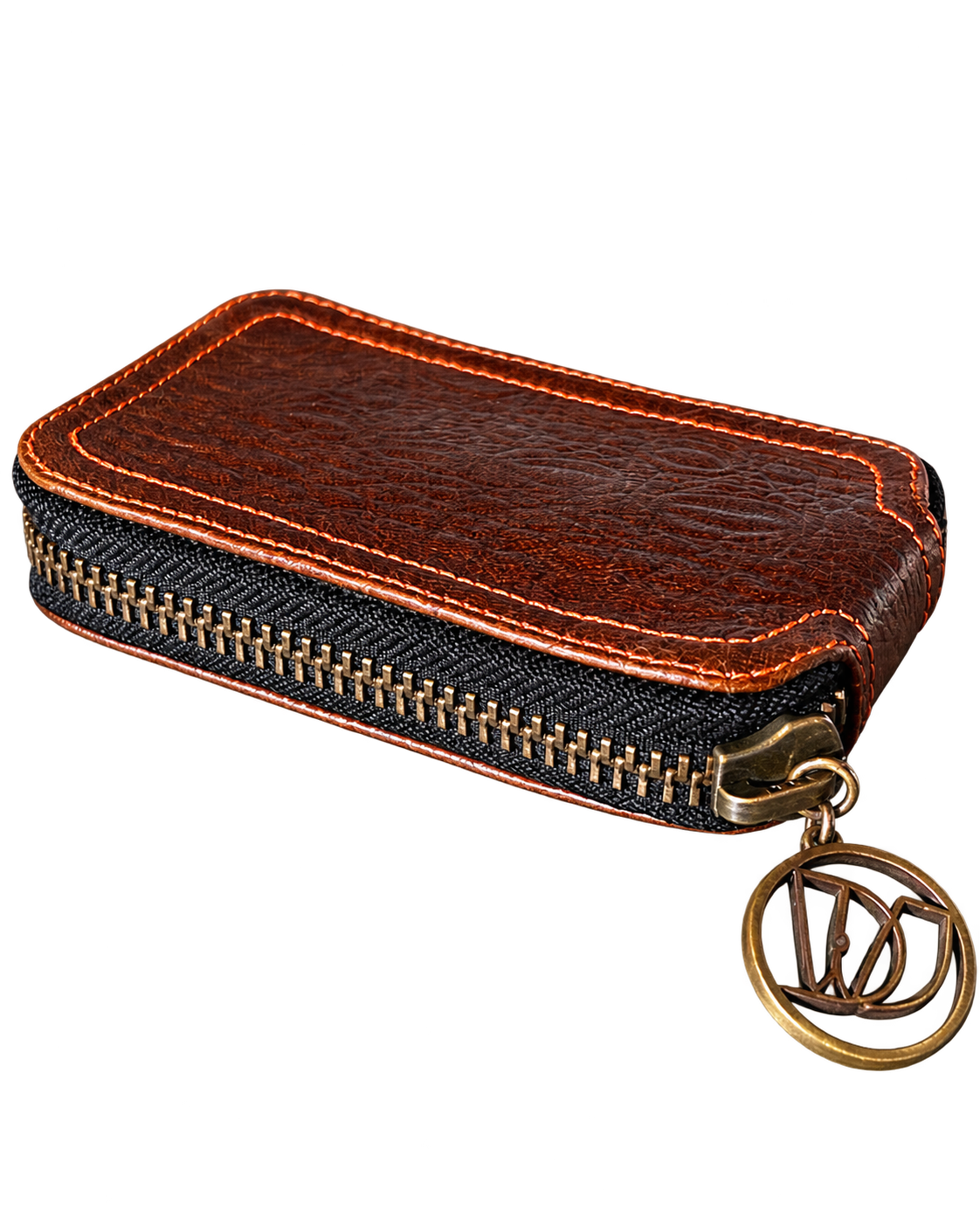 DJ Wallet brown croco orange stitching