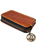 DJ Wallet brown croco yellow stitching
