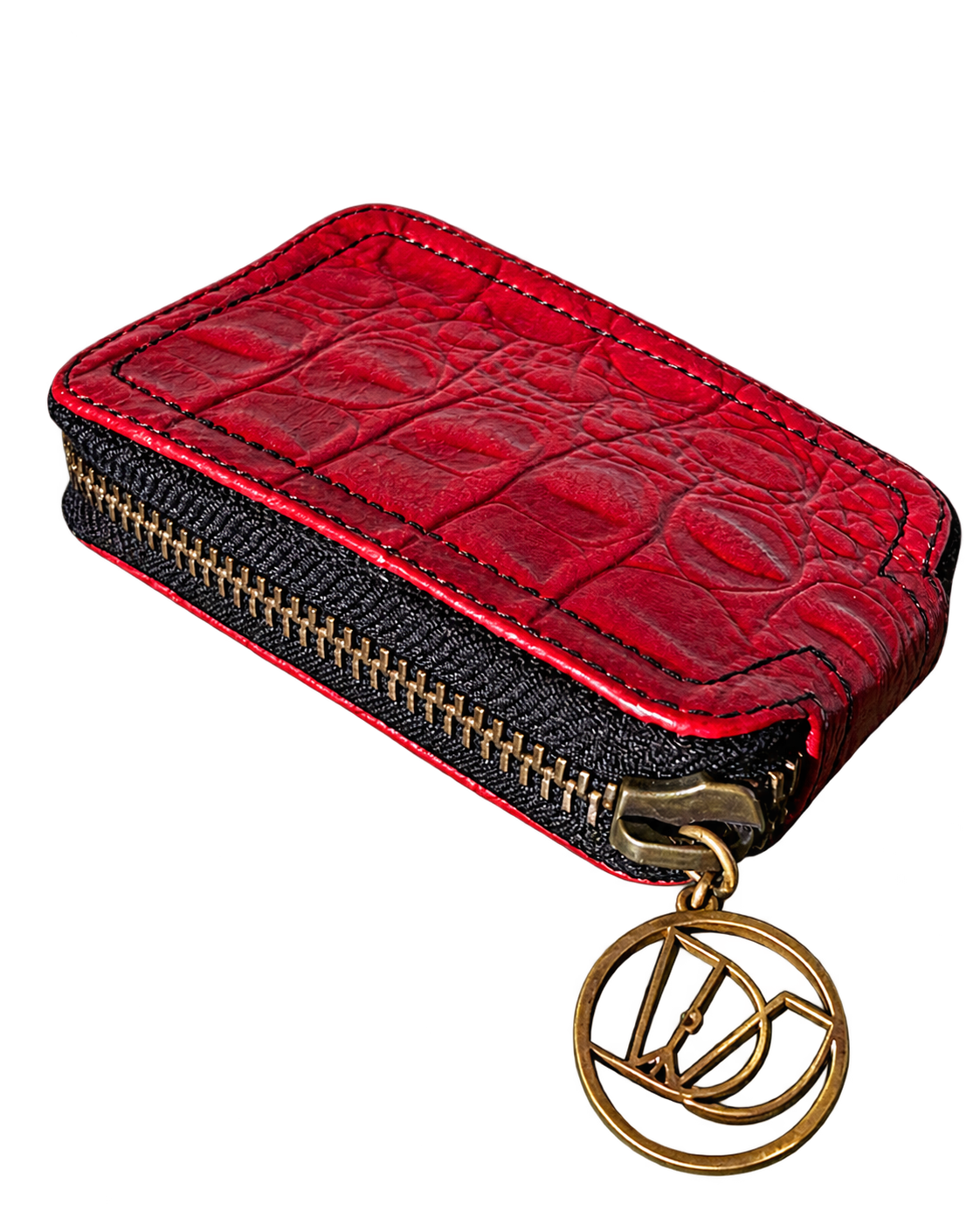 DJ Wallet red croco black stitching