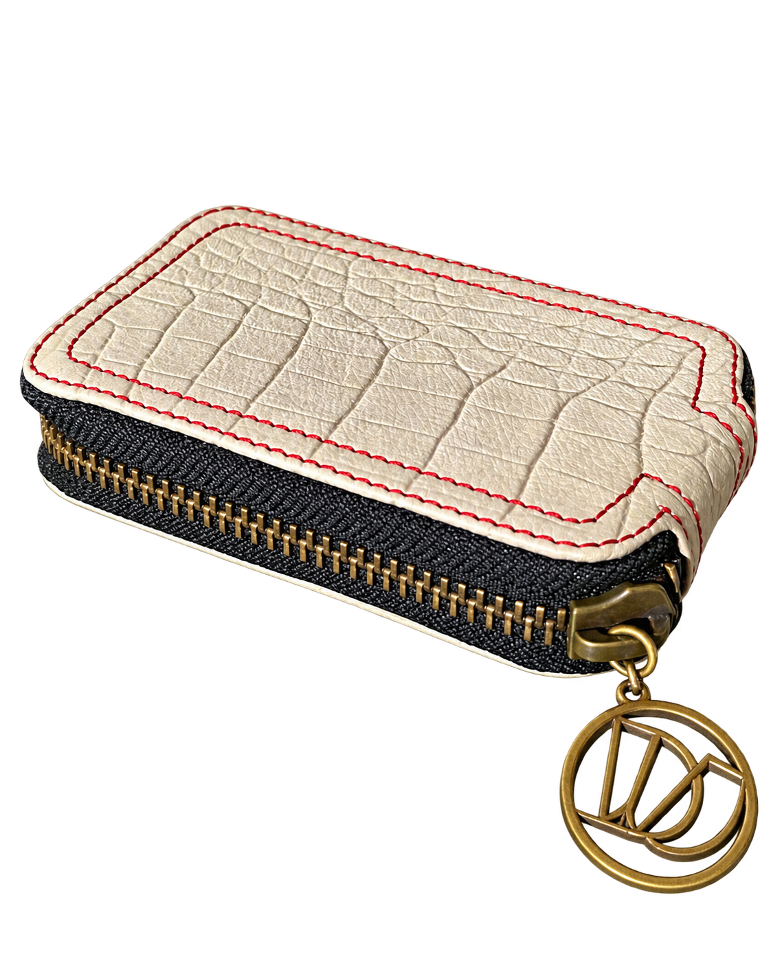 DJ Wallet white croco red stitching